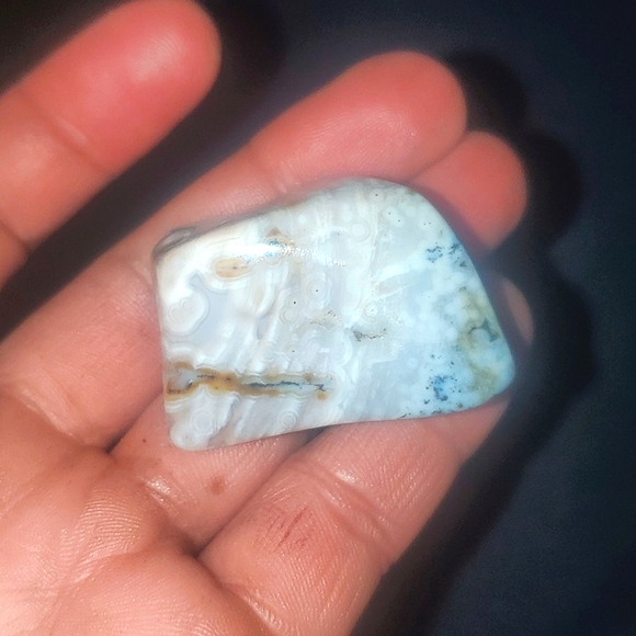 8th vein beautiful semi transparent Ocean Jasper Tumble with orbs. - Picture 3 of 12